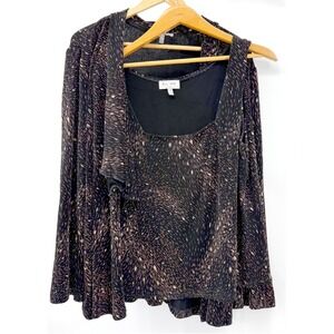 ELL JAY 2 Pc Sparkle Print Cardigan & Tank Set Stretchy Women's Plus Size XL